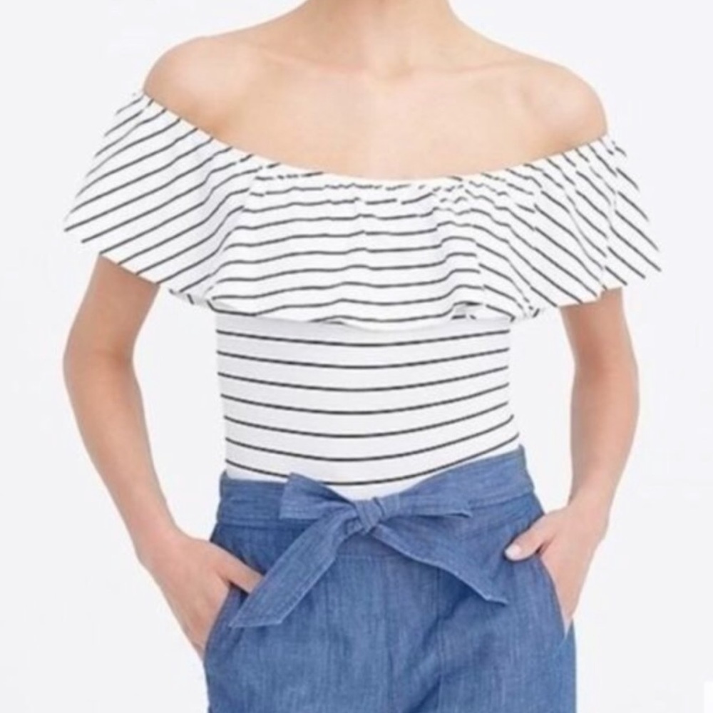 J Crew Off-the-Shoulder Ruffle Bodysuit